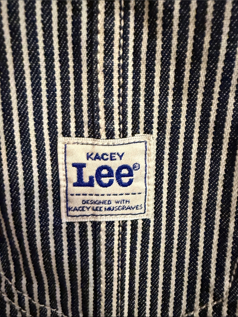 Lee Striped Blue and White Cropped Jean Jacket Kacey Lee Musgraves - Picture 5 of 15